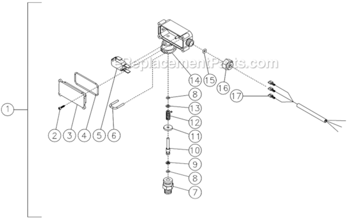 Pressure Switch Diagram and Parts List for  Mi-T-M Pressure Washer