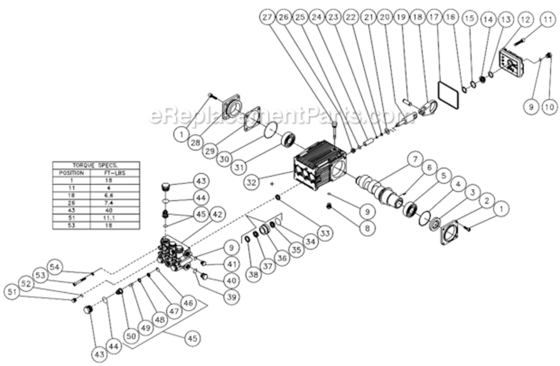 Pump Assembly Diagram and Parts List for  Mi-T-M Pressure Washer