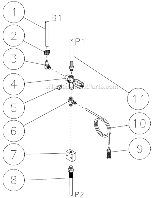Unloader/Manifold Assembly Diagram and Parts List for  Mi-T-M Pressure Washer