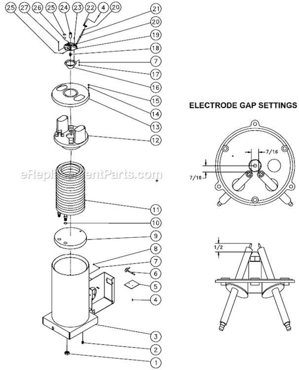Boiler Assembly Before S/N 15048210 Diagram and Parts List for  Mi-T-M Pressure Washer