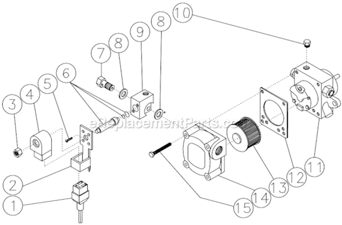 Fuel Pump And Fuel Solenoid Diagram and Parts List for  Mi-T-M Pressure Washer