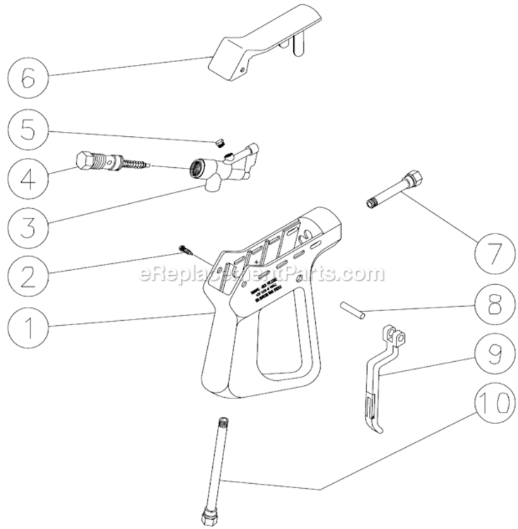 Gun Assembly Diagram and Parts List for  Mi-T-M Pressure Washer