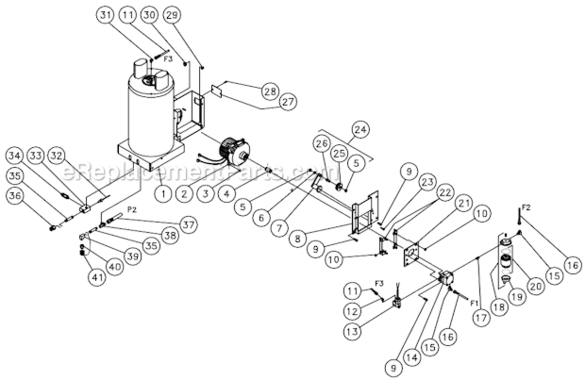 Heat Exchanger/Emf System Diagram and Parts List for  Mi-T-M Pressure Washer
