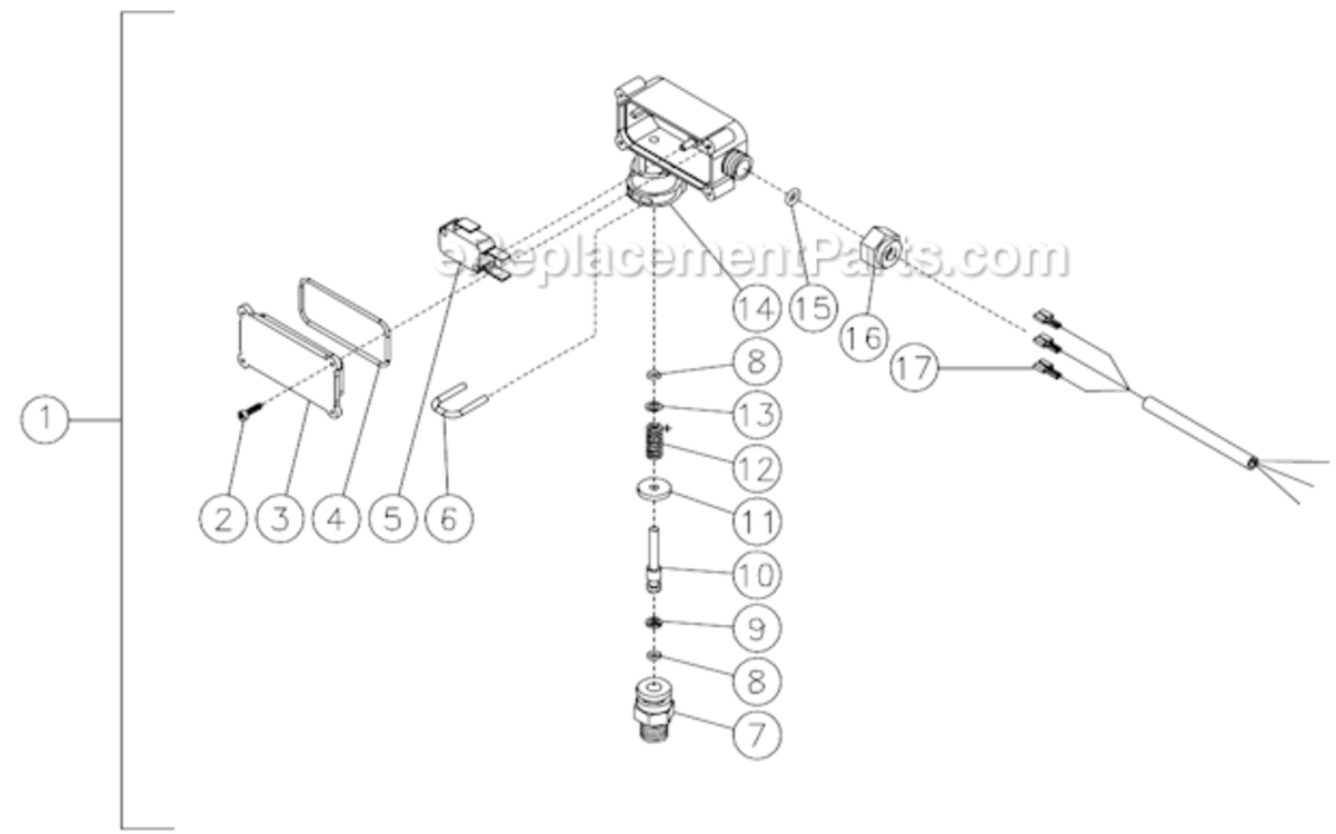 Pressure Switch Diagram and Parts List for  Mi-T-M Pressure Washer