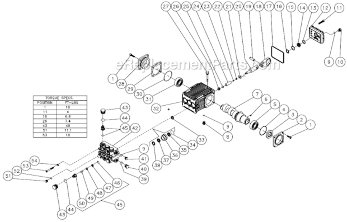 Pump Assembly Diagram and Parts List for  Mi-T-M Pressure Washer