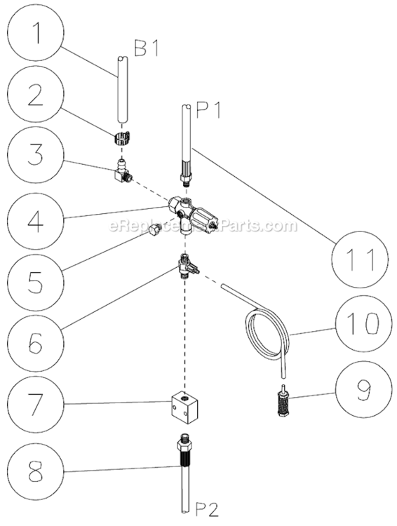 Unloader/Manifold Assembly Diagram and Parts List for  Mi-T-M Pressure Washer