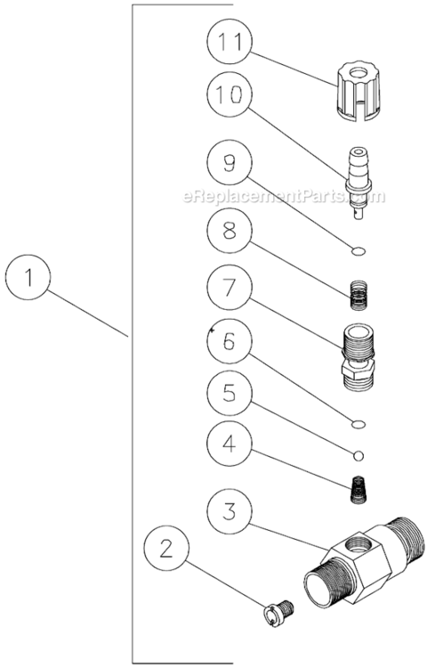 Detergent Injector Diagram and Parts List for  Mi-T-M Pressure Washer