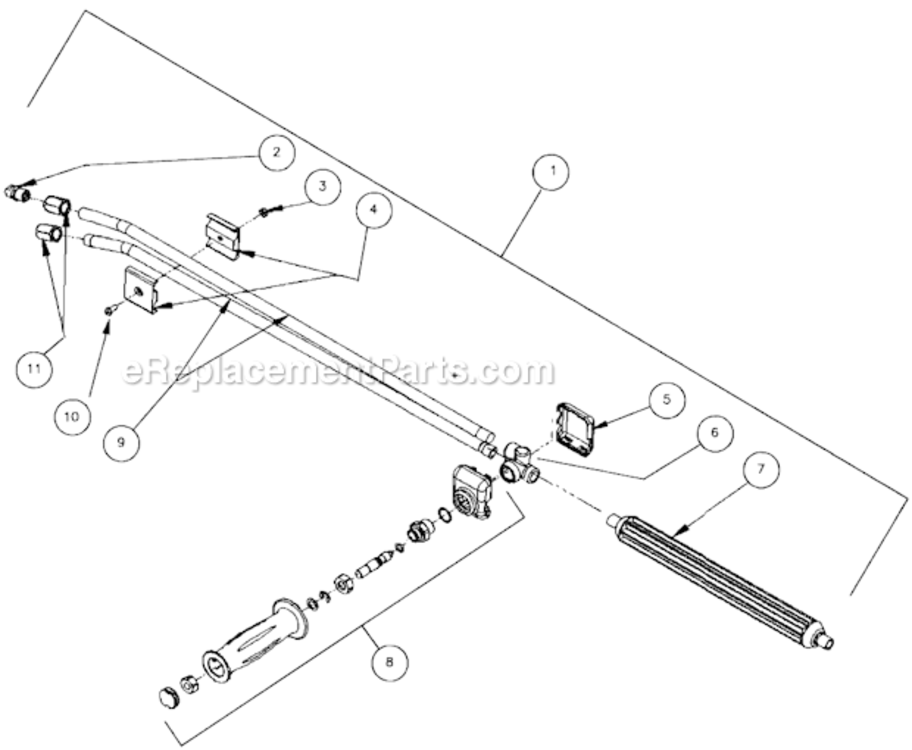 Dual Lance Assembly Diagram and Parts List for  Mi-T-M Pressure Washer