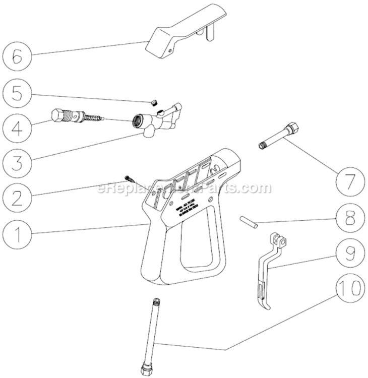 Gun Assembly Diagram and Parts List for  Mi-T-M Pressure Washer