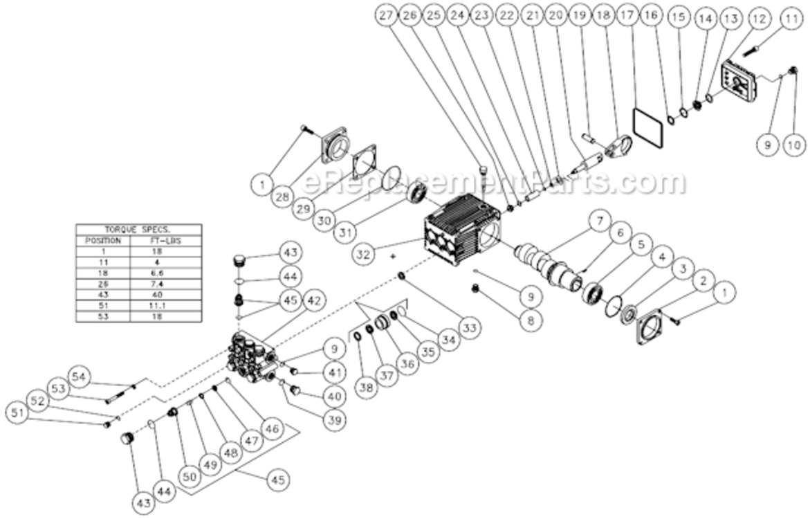 Pump Assembly Diagram and Parts List for  Mi-T-M Pressure Washer