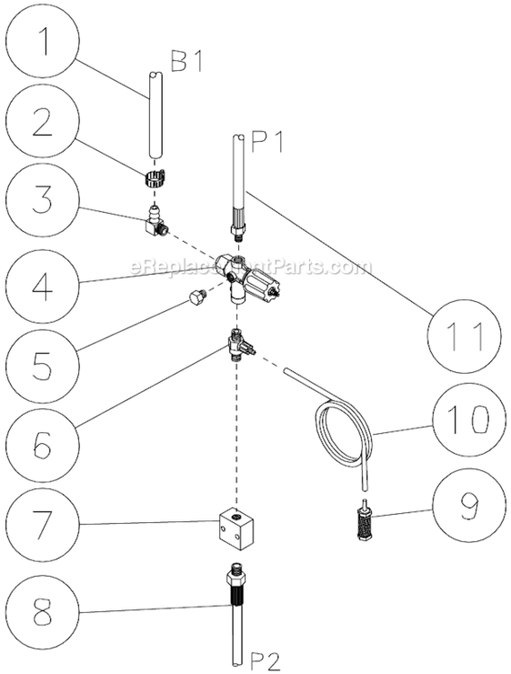 Unloader/Manifold Assembly Diagram and Parts List for  Mi-T-M Pressure Washer