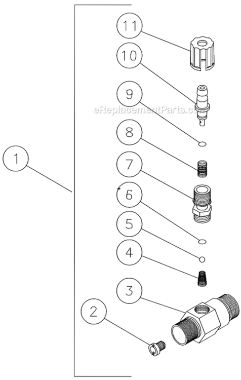 Detergent Injector Diagram and Parts List for  Mi-T-M Pressure Washer