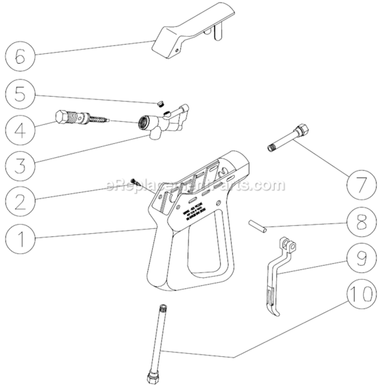 Gun Assembly Diagram and Parts List for  Mi-T-M Pressure Washer