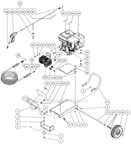 Frame Assembly Diagram and Parts List for  Mi-T-M Pressure Washer
