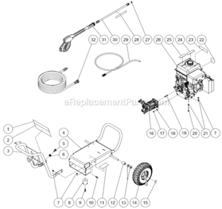 Frame Assembly Diagram and Parts List for  Mi-T-M Pressure Washer