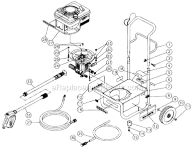 Frame Assembly Diagram and Parts List for  Mi-T-M Pressure Washer