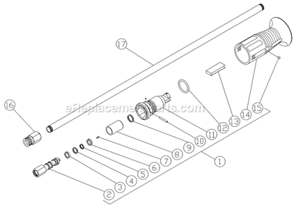 Lance Assembly Diagram and Parts List for S/N 10026779-10217672 Mi-T-M Pressure Washer