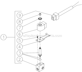 Fuel Solenoid Diagram and Parts List for  Mi-T-M Pressure Washer