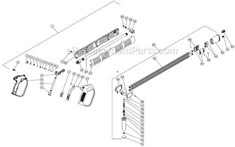Gun/Wand And Adjustable Pressure Dual Lance Diagram and Parts List for  Mi-T-M Pressure Washer