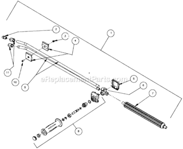 Dual Lance Assembly Diagram and Parts List for  Mi-T-M Pressure Washer