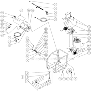 Frame Assembly B Diagram and Parts List for  Mi-T-M Pressure Washer