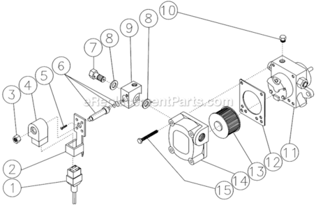 Fuel Pump And Fuel Solenoid Diagram and Parts List for  Mi-T-M Pressure Washer