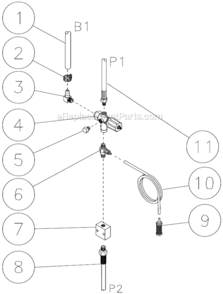 Unloader/Manifold Assembly Diagram and Parts List for  Mi-T-M Pressure Washer