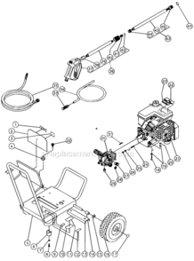 Frame Assembly Diagram and Parts List for  Mi-T-M Pressure Washer