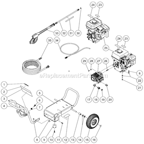 Frame Assembly Before S/N 10380918 Diagram and Parts List for  Mi-T-M Pressure Washer