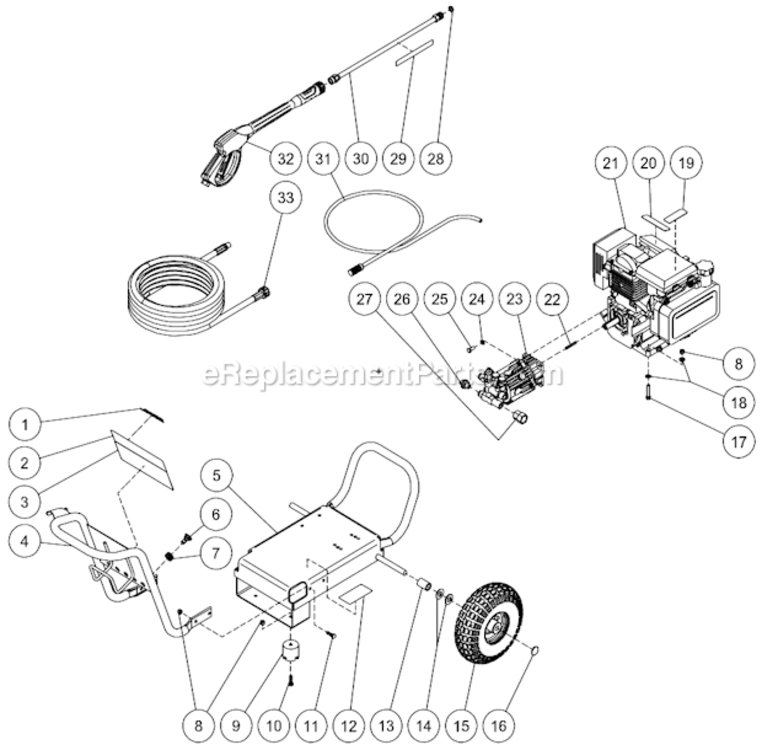 Frame Assembly Before S/N 10397982 Diagram and Parts List for  Mi-T-M Pressure Washer