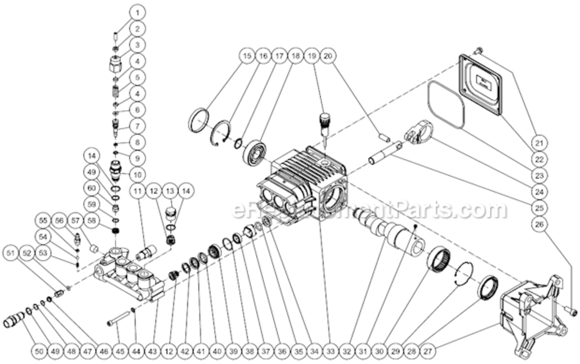 Pump Assembly Diagram and Parts List for  Mi-T-M Pressure Washer