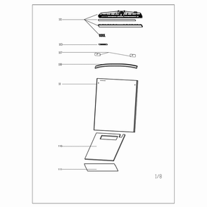 Door Assembly Diagram and Parts List for  Midea Dishwasher