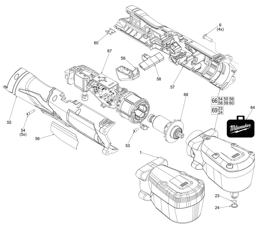 Fig-0 Diagram and Parts List for L18A Milwaukee Impact Driver