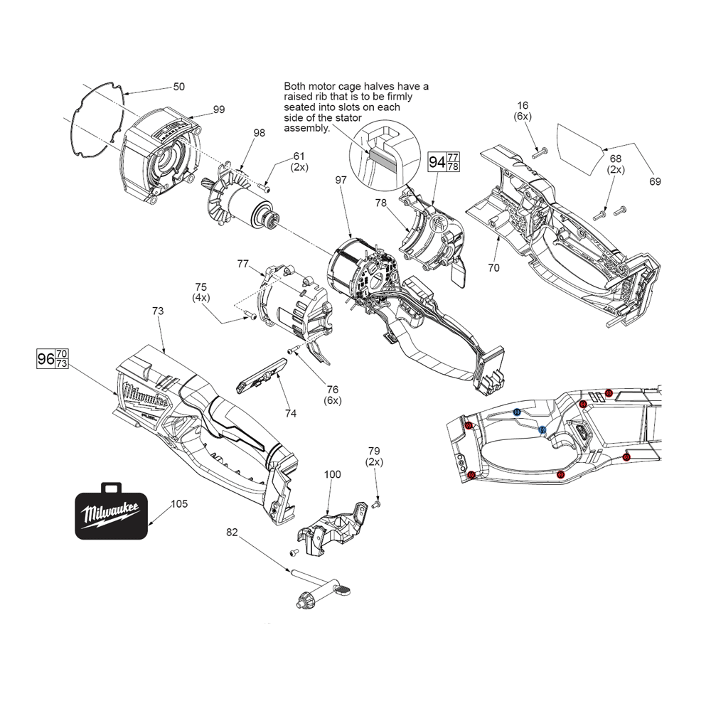 Fig-0 Diagram and Parts List for G60A Milwaukee Cordless Drill