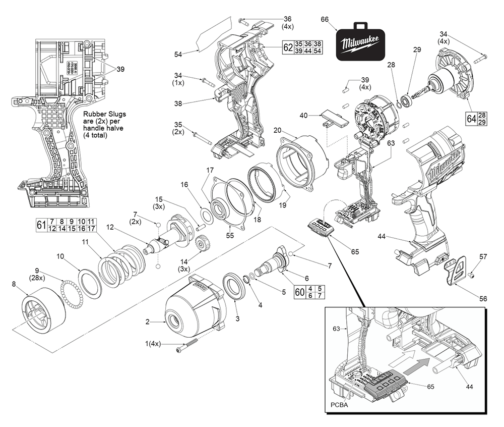 Fig-0 Diagram and Parts List for H96A Milwaukee Impact Driver