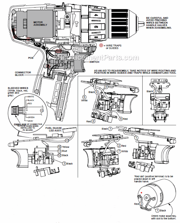 Page B Diagram and Parts List for  Milwaukee Cordless Drill
