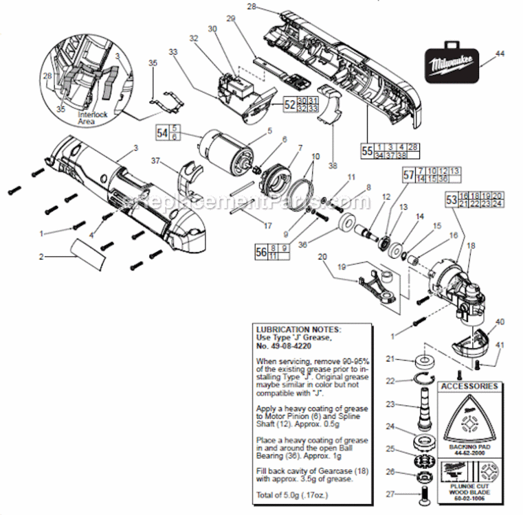 Page A Diagram and Parts List for  Milwaukee Multi-Tool