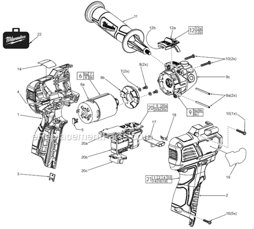 Page A Diagram and Parts List for  Milwaukee Sander Polisher