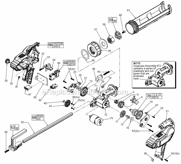Page A Diagram and Parts List for  Milwaukee Caulking Gun