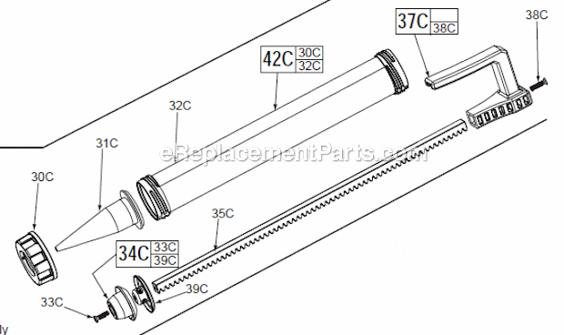 Page B Diagram and Parts List for  Milwaukee Caulking Gun