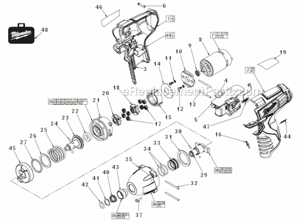 Page A Diagram and Parts List for  Milwaukee Impact Driver
