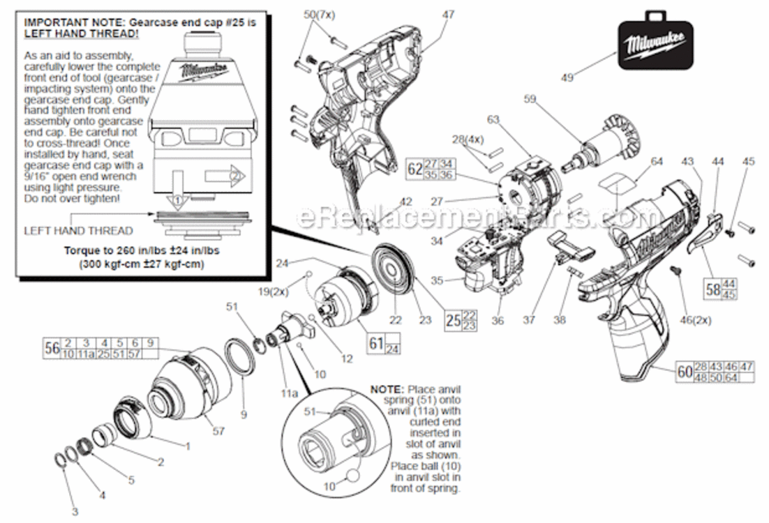 Page A Diagram and Parts List for  Milwaukee Impact Driver