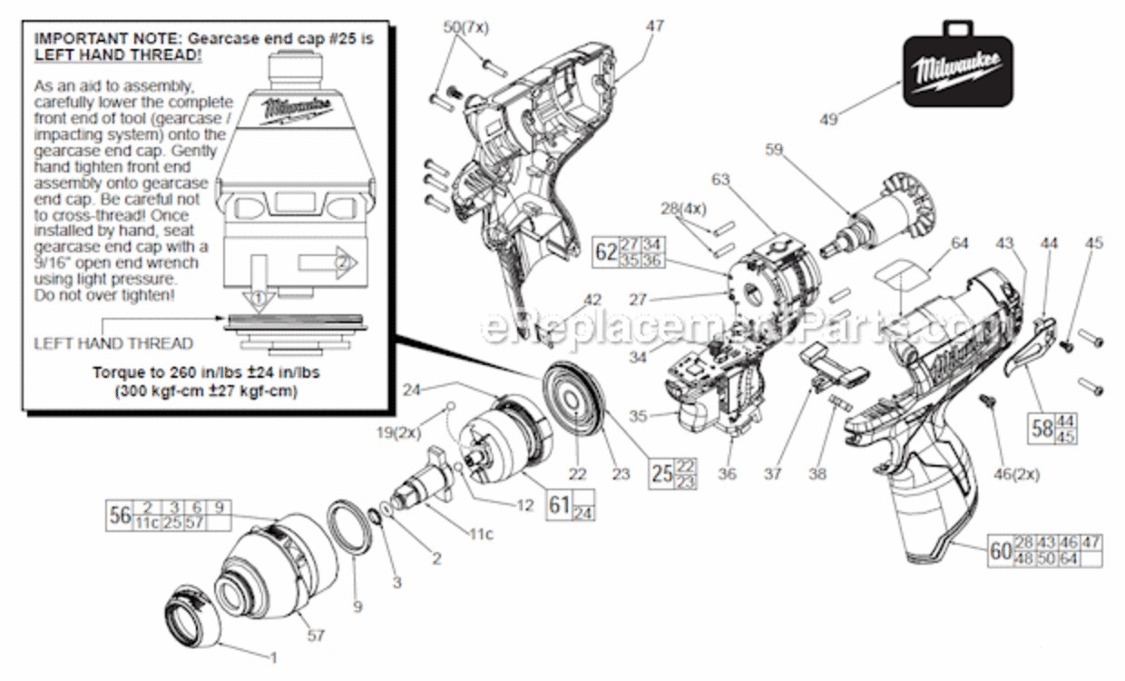 Page A Diagram and Parts List for  Milwaukee Impact Driver