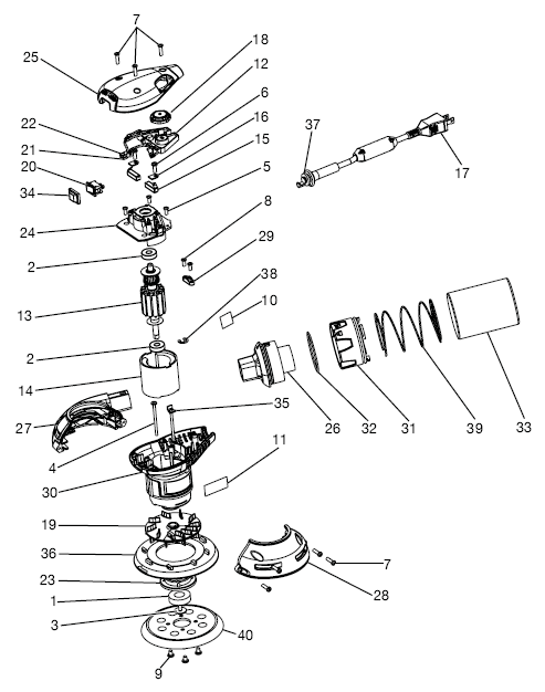 Fig-0 Diagram and Parts List for  Milwaukee Sander Polisher