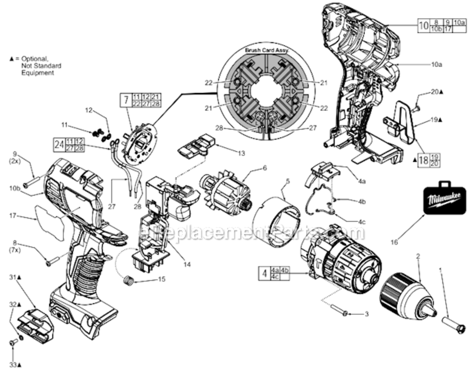 Page A Diagram and Parts List for  Milwaukee Hammer Drill