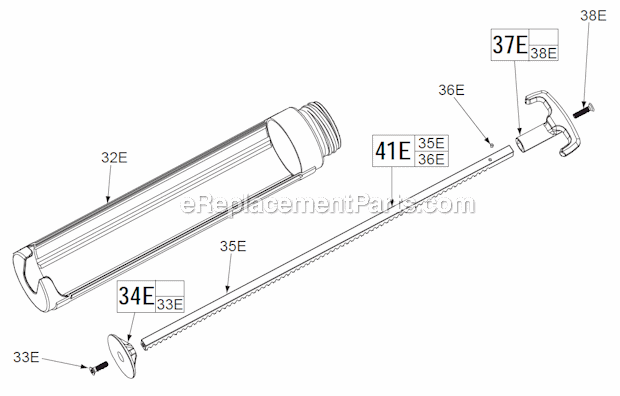 Quart_Cartridge_Carriage_And_Corresponding_Components_For_Cat_No_48-08-1095 Diagram and Parts List for  Milwaukee Caulking Gun