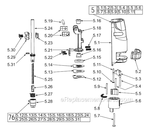 Page B Diagram and Parts List for SER C07A Milwaukee Jig Saw
