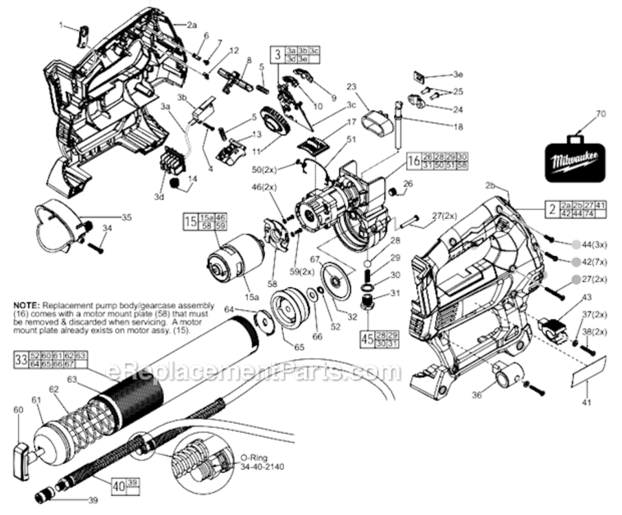 Page A Diagram and Parts List for  Milwaukee Caulking Gun