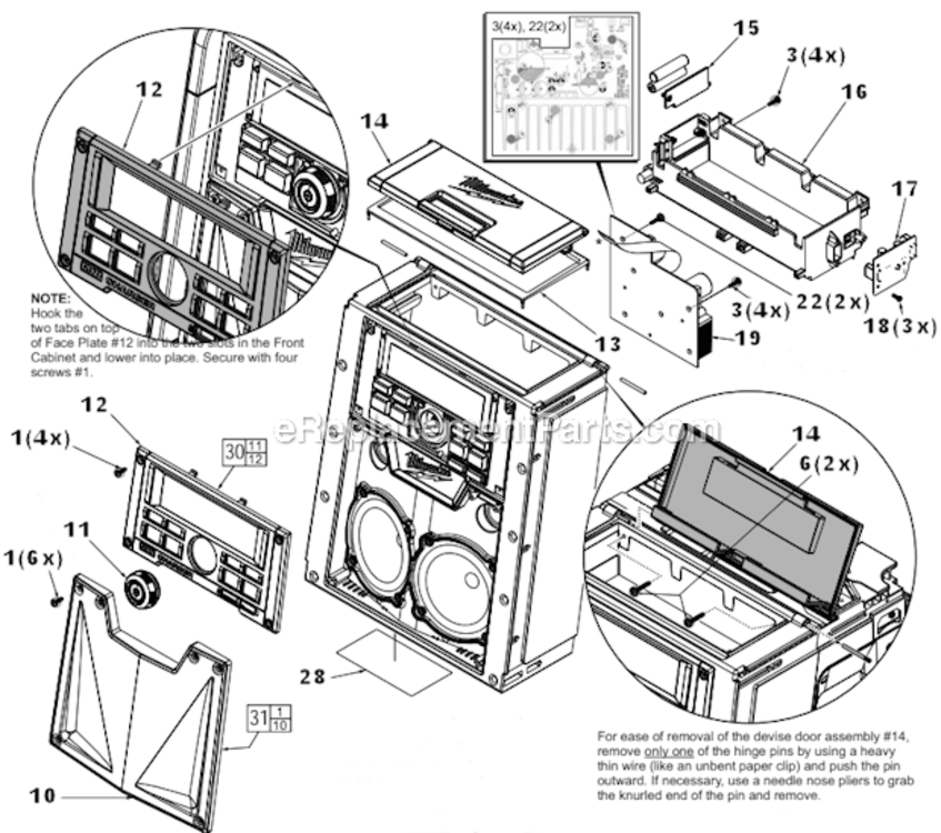 Page B Diagram and Parts List for  Milwaukee Radio