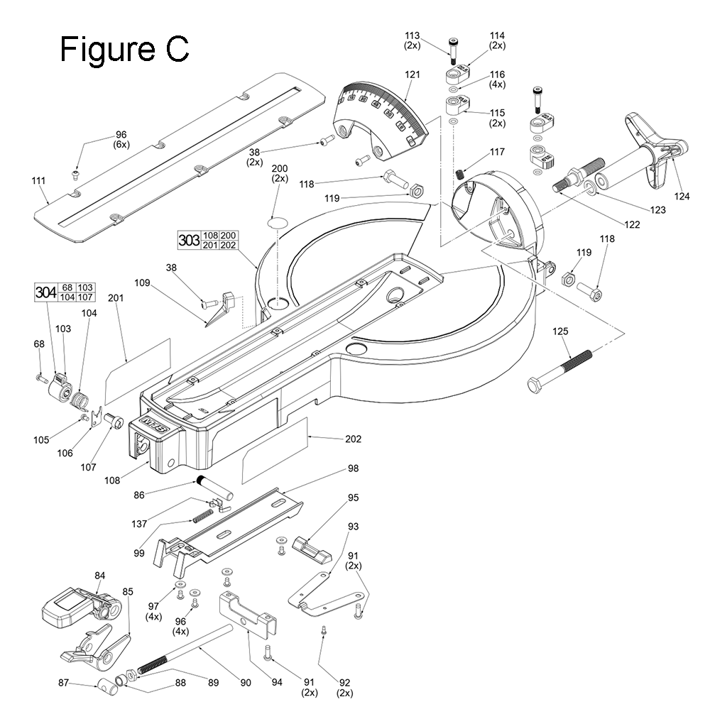Fig-3 Diagram and Parts List for K18A Milwaukee Miter Saw